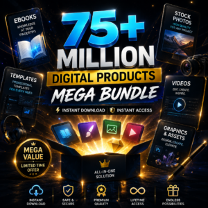 75 Million+ Digital Products Mega Bundle | PLR & MRR Resell Rights | Ebooks, Templates, Canva, Printables, Graphics, Courses | Done-For-You Digital Business Kit | Instant Download