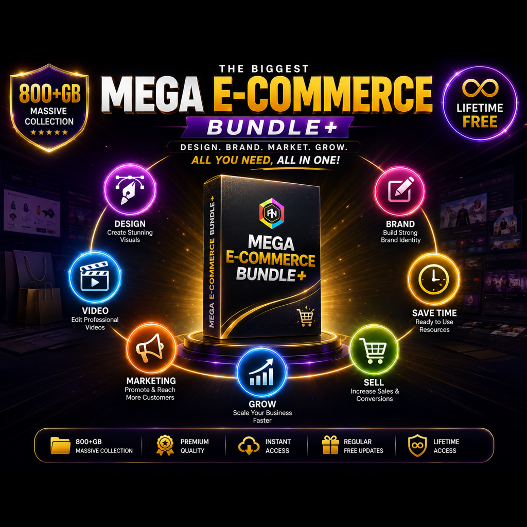 The Ultimate Mega Bundle: E-Commerce, Graphic Design, Video Editing & Digital Marketing — 1000+ Resources Instant Download - Image 2